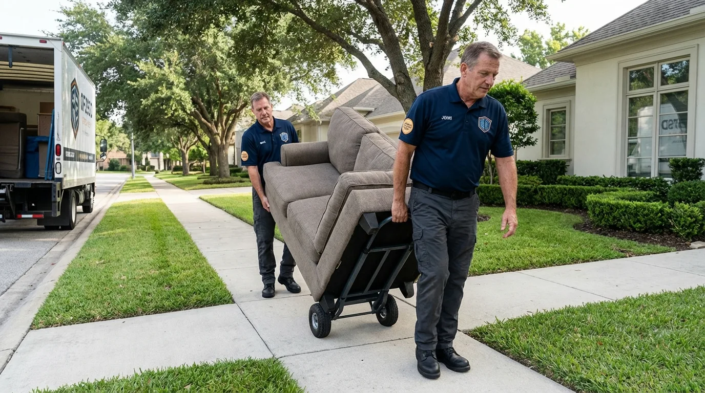 Local residential moving crew loading furniture in Bristol, WI